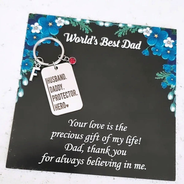 Husband or Daddy Stainless Steel Personalized Keyring