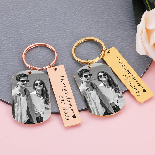 Personalized Photo Keychain with Date and Message