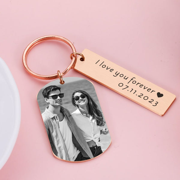 Personalized Photo Keychain with Date and Message