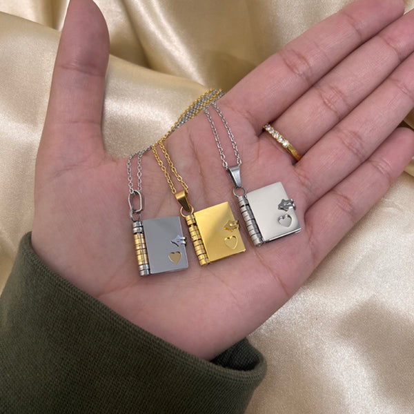 Custom Book Necklace – Personalized Mini Book Pendant