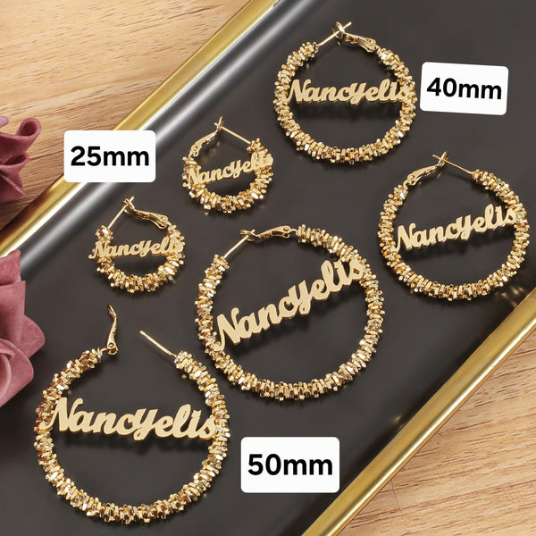 custom hoop name earrings, personalized hoop earrings, name hoop earrings, custom jewelry, personalized gifts, gold hoop earrings, silver hoop earrings, rose gold earrings, unique earrings, custom accessories