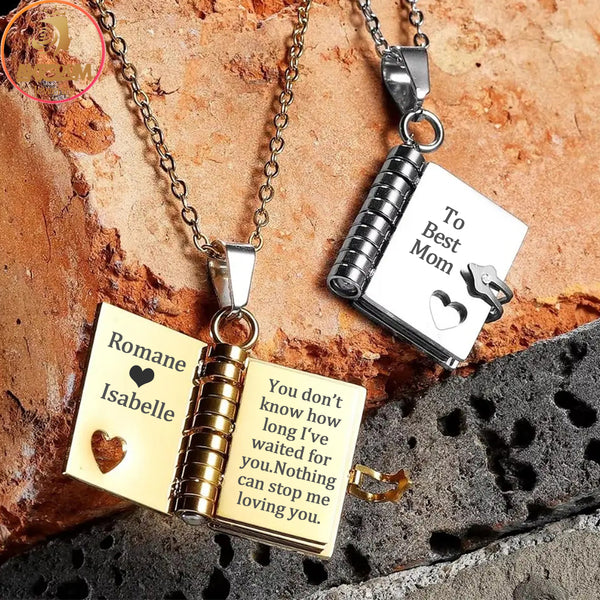 Custom Book Necklace – Personalized Mini Book Pendant
