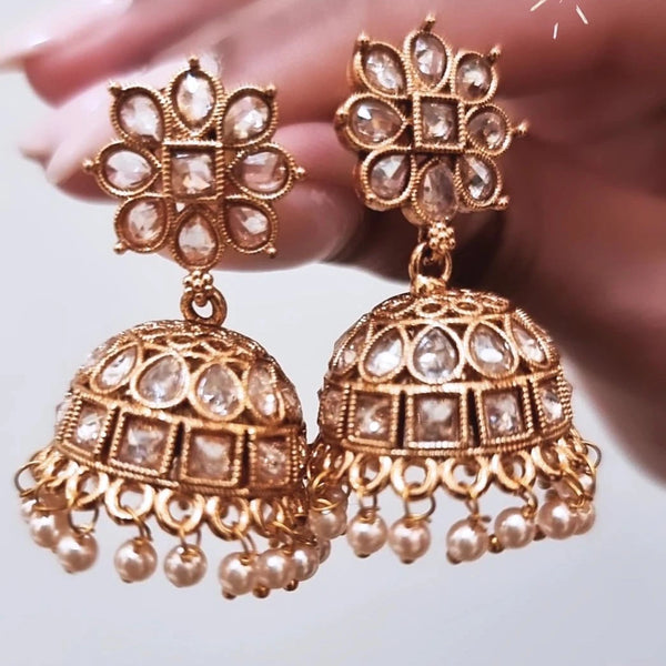 Gold plated Polki Jhumkis HNS Studio Canada
