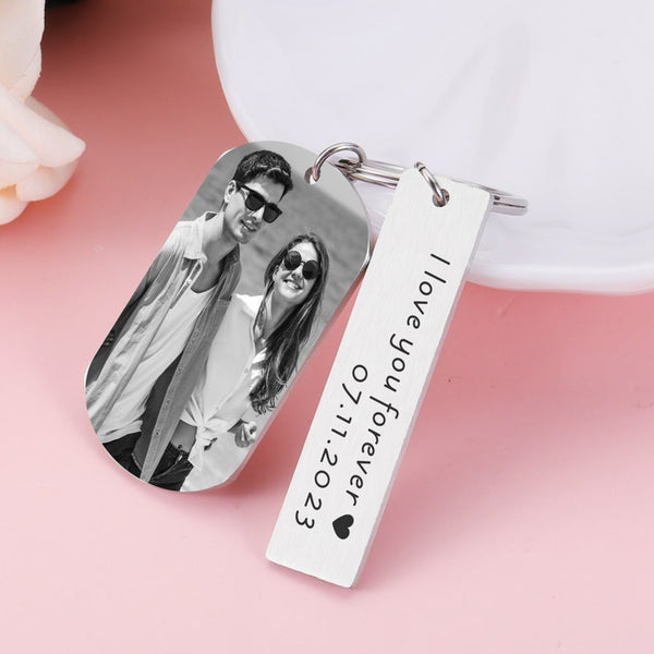 Personalized Photo Keychain with Date and Message