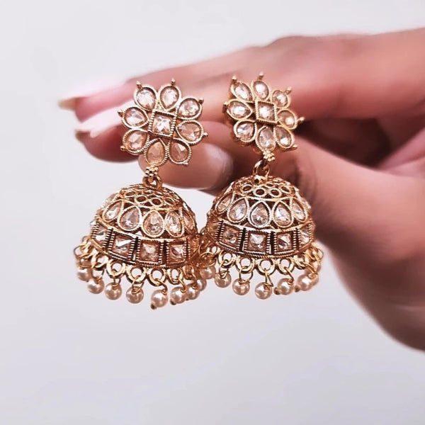 Gold plated Polki Jhumkis HNS Studio Canada