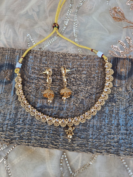 Gold plated Choker Necklace and Earrings set HNS Studio Canada