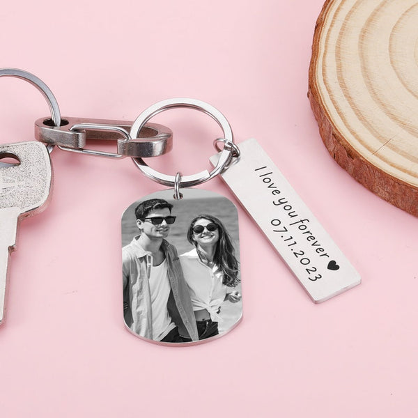 Personalized Photo Keychain with Date and Message