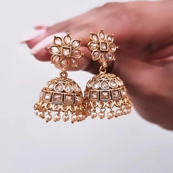Gold plated Polki Jhumkis HNS Studio Canada