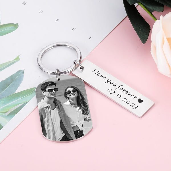 Personalized Photo Keychain with Date and Message
