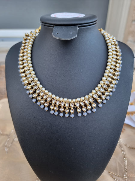 Ethnnic Choker With Champagne and Light Blue stones HNS Studio Canada