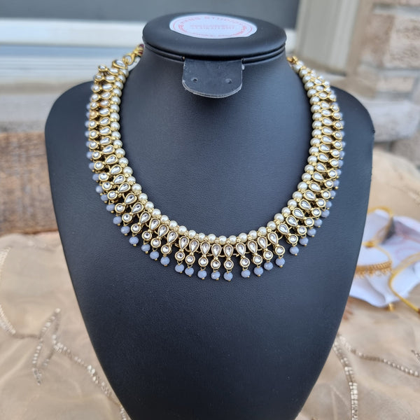Ethnnic Choker With Champagne and Light Blue stones HNS Studio Canada