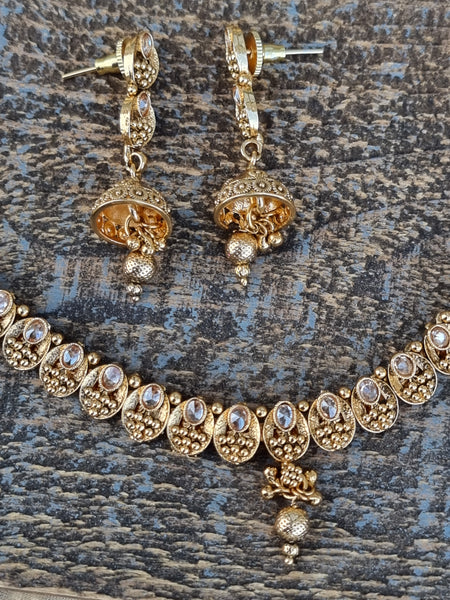 Gold plated Choker Necklace and Earrings set HNS Studio Canada
