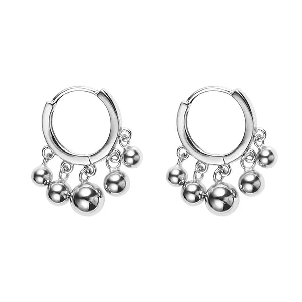 Silver Ball Hoop Earrings