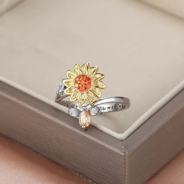 Sunflower Spinner Anxiety Ring HNS Studio Canada