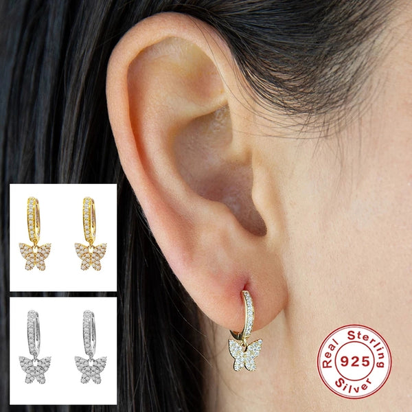 Butterfly Huggie Earrings Sterling Silver
