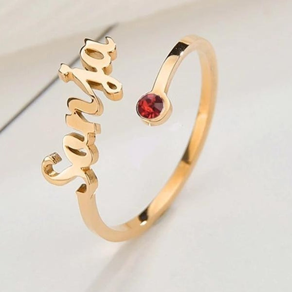Birthstone Name Ring HNS Studio Canada