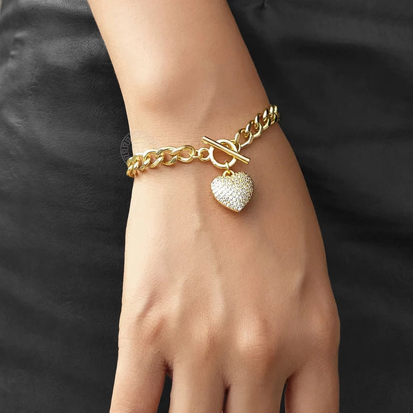 Heart Charm Bracelet Gold HNS Studio Canada