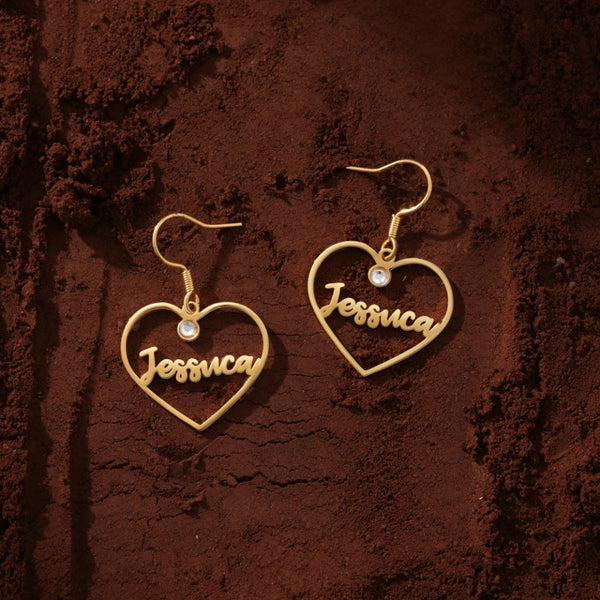 Personalized Love Heart Name Earrings Sterling Silver