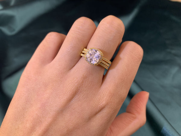 1.8 Carats Gold on Sterling Silver Women's Wedding Ring Set HNS Studio Canada