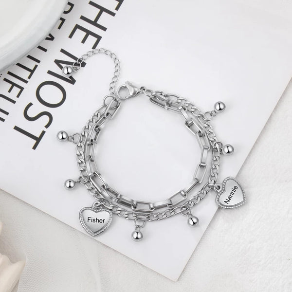Personalized Two Names Heart Bracelet