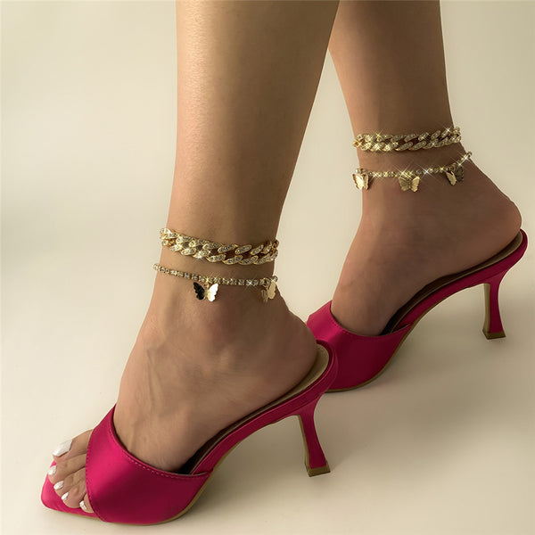 Rhinestone Butterfly Anklet HNS Studio Canada