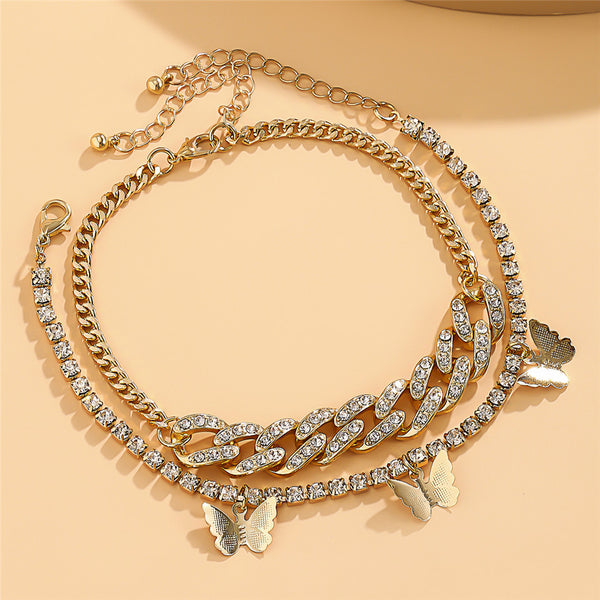 Rhinestone Butterfly Anklet HNS Studio Canada