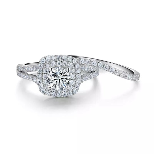 Princess Cut Sterling Silver Women's Ring Set - HNS Studio