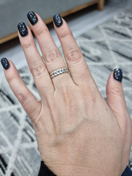 Sterling Silver Stackable Ring Wheat Shape HNs Studio Canada