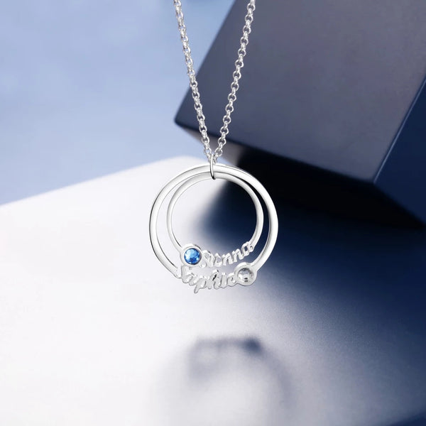 Personalized Family Circle Necklace with Birthstones