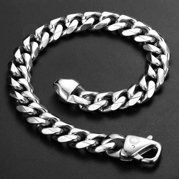 Men's 316L Stainless Steel Curb Link Chain Bracelet - 9 mm