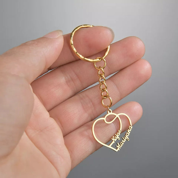 Personalized Two Names Heart Keychain HNS Studio Canada