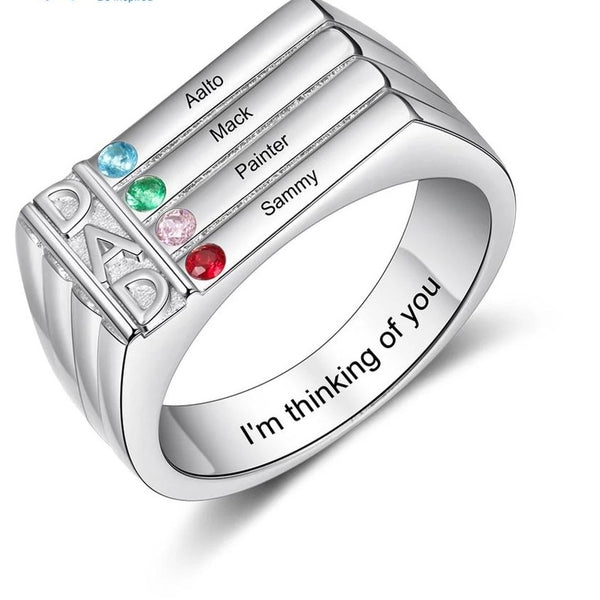 Dad Ring with Names and Birthstones