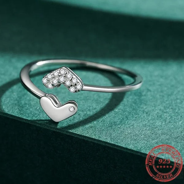 Double Heart Adjustable Ring HNS Studio Canada