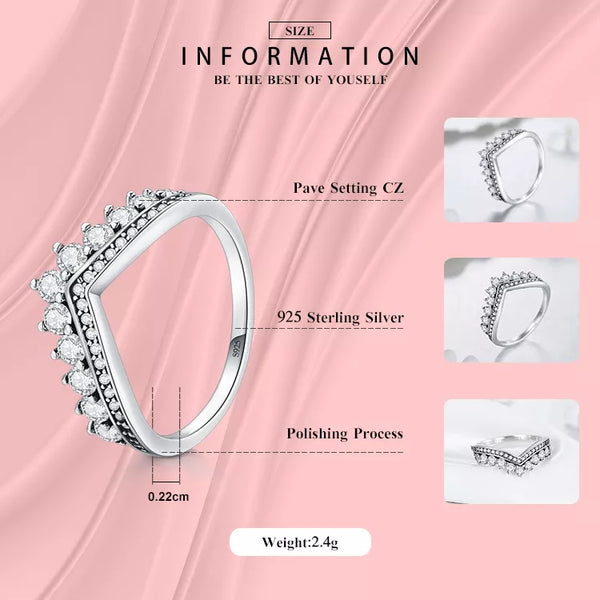 Princess Wishbone Ring 925 Sterling Silver HNS Studio Canada