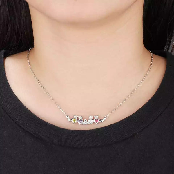 Sterling Silver Necklace with 4 Birthstones - HNS Studio