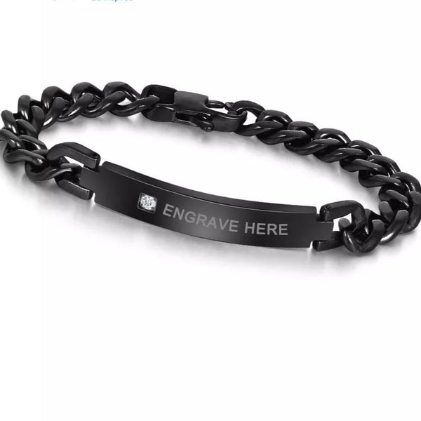 Engravable Men's Bracelet Black HNS Studio Canada