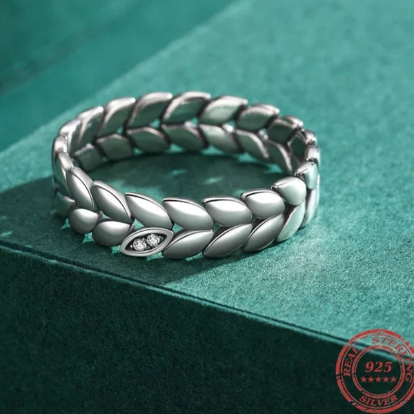 Sterling Silver Stackable Ring Wheat Shape HNS Studio Canada