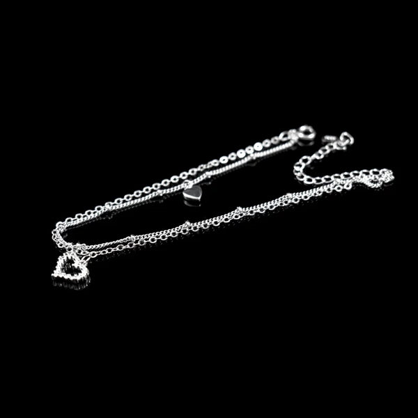 Silver Layered Heart Anklet HNS Studio Canada