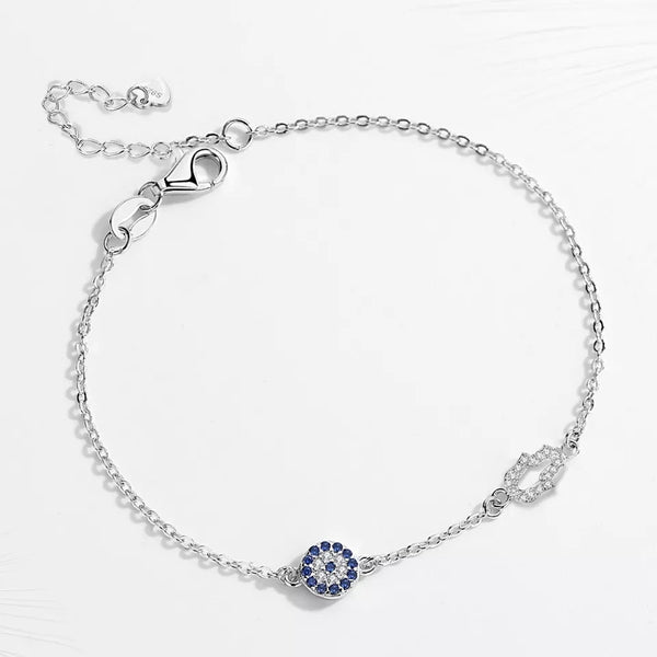 Evil Eye Bracelet with Hamsa Hand Sterling Silver HNS Studio Canada