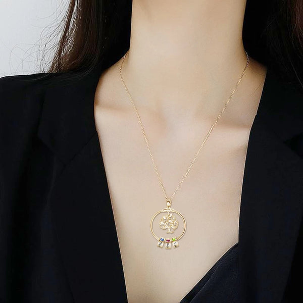 Tree of Life Necklace with Birthstones and Names Beads HNS Studio Canada