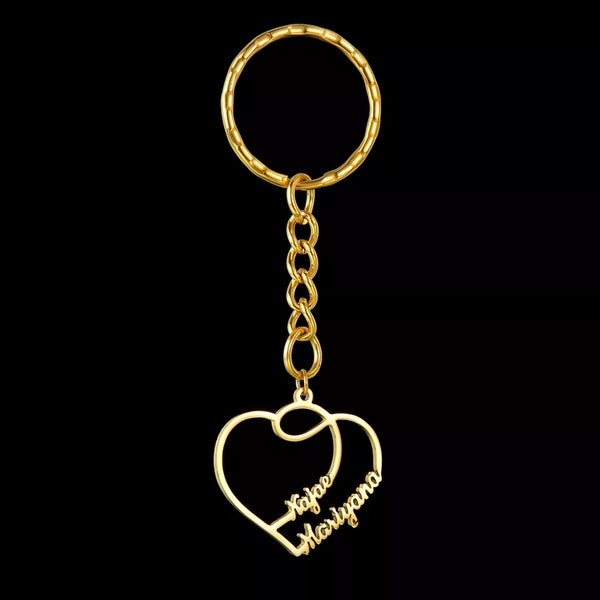 Personalized Two Names Heart Keychain HNS Studio Canada