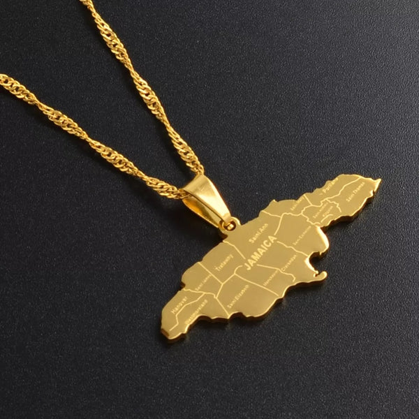 Jamaica City Map Pendant Necklace HNS Studio Canada
