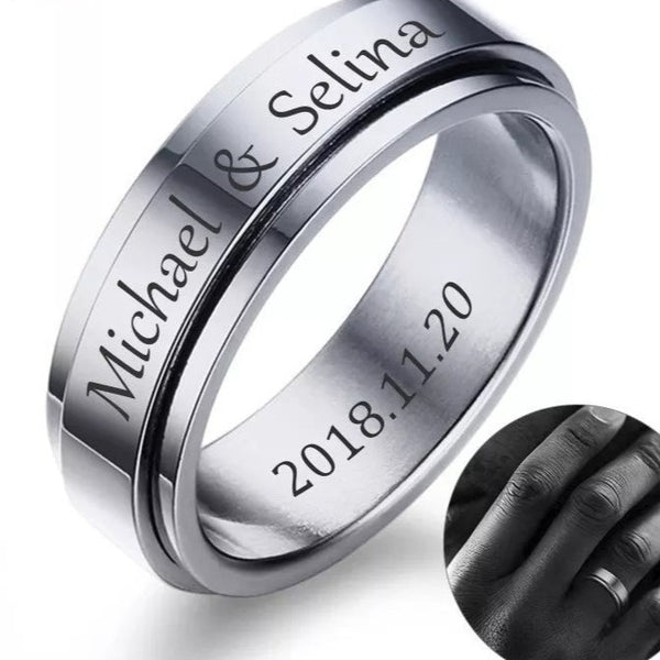 Personalized Engraved Spinner Ring HNS Studio Canada