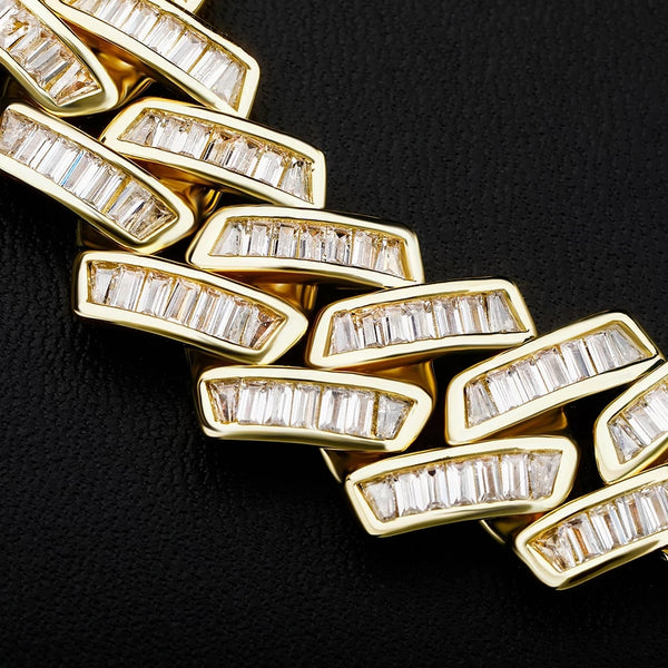 Baguette Cut Box Clasp Cuban Chain in Gold-18mm HNS Studio Canada