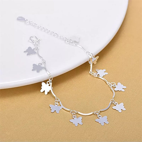 Sterling Silver Butterfly Charms Anklet HNS Studio Canada