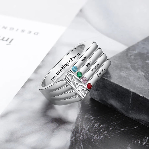 Dad Ring with Names and Birthstones