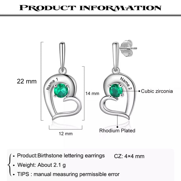 Earrings with Birthstone and Name HNS Studio Canada
