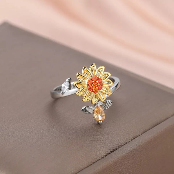 Sunflower Spinner Anxiety Ring HNS Studio Canada