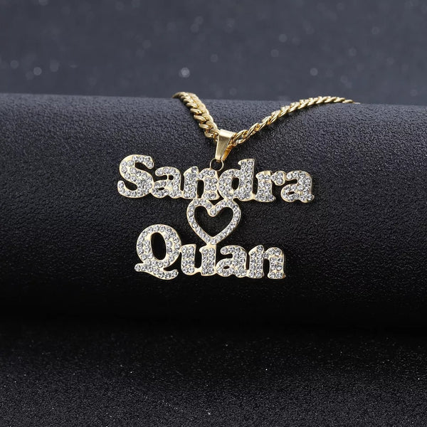 Ice out two names necklace