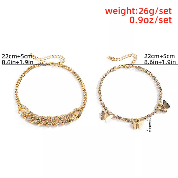 Rhinestone Butterfly Anklet HNS Studio Canada